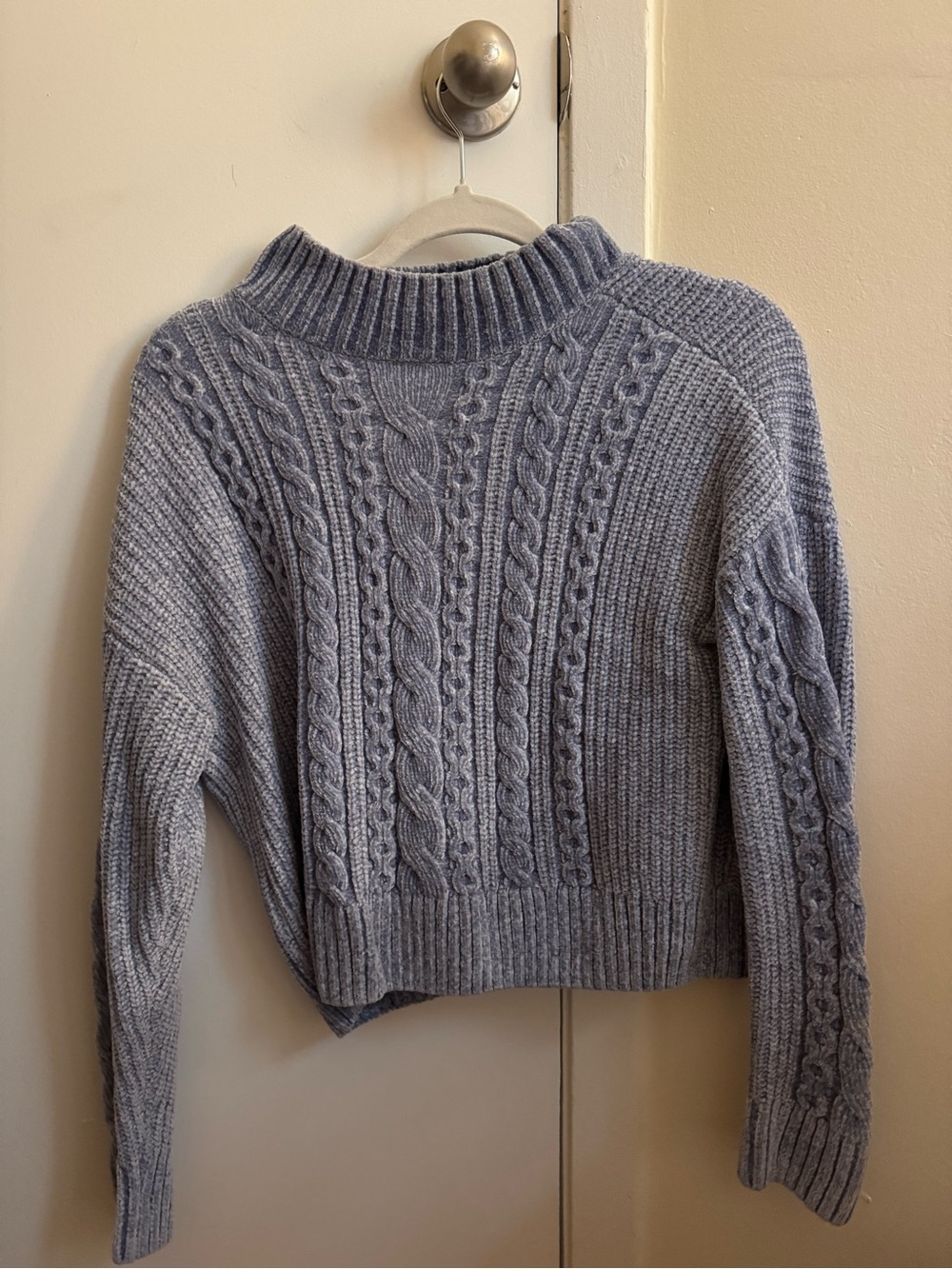 Rachel Zoe Cable Knit Crewneck Sweater blue Size small